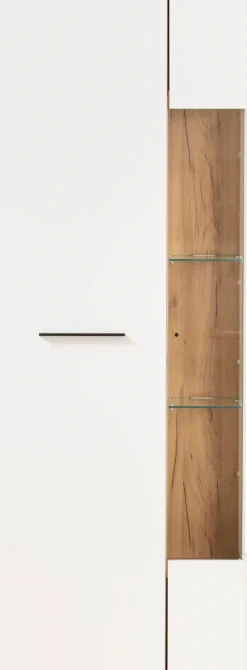 Home affaire Vitrine »Salerno Hochschrank, Glasvitrine, Weiß mit Eiche Evoke Dekor, modern.« Metallgriffe, ausreichend Stauraum, vielseitig einsetzbar, 72 cm breit