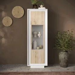 Home affaire Vitrine »Sky, B/H 67/197 cm, Vitrinenschrank/Standvitrine/Glasvitrine, 1 Tür« Softclosing, Korpus & Front 22 mm stark, Rahmen-Optik