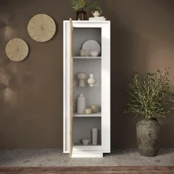 Home affaire Vitrine »Sky, B/H 67/197 cm, Vitrinenschrank/Standvitrine/Glasvitrine, 1 Tür« Softclosing, Korpus & Front 22 mm stark, Rahmen-Optik