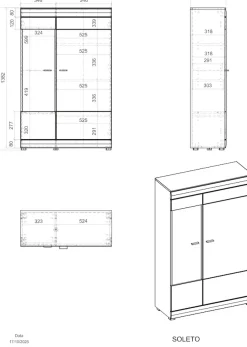 Home affaire Vitrine »Soleto, Vitrinenschrank in Evoke Eiche, moderne Glasvitrine« ausreichend Stauraum, schwarze Griffe aus Metall, zeitlos