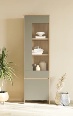 Home affaire Vitrine »Stranda, Hochschrank im Scandi-Style, moderne Glasvitrine« Rahmenoptik, ausreichend Stauraum, vielseitig einsetzbar, 58 cm breit