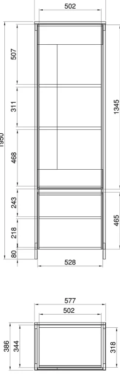Home affaire Vitrine »Stranda, Hochschrank im Scandi-Style, moderne Glasvitrine« Rahmenoptik, ausreichend Stauraum, vielseitig einsetzbar, 58 cm breit