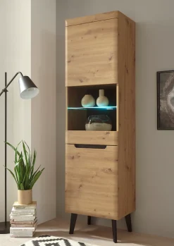 Home affaire Vitrine »Torge, Hochschrank, Glasvitrine, Standvitrine, Vitrinenschrank« 1 Stk. tlg. in drei verschiedenen Farben verfügbar, Glastür & -boden, 53 cm breit