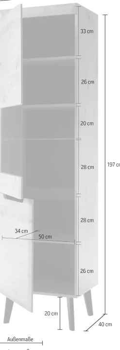 Home affaire Vitrine »Torge, Hochschrank, Glasvitrine, Standvitrine, Vitrinenschrank« 1 Stk. tlg. in drei verschiedenen Farben verfügbar, Glastür & -boden, 53 cm breit