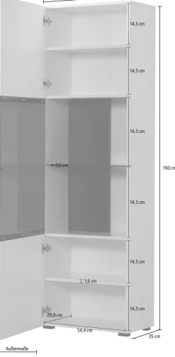 Home affaire Vitrine »Trentino« Höhe ca. 190 cm, Soft-Close-Funktion, Hochglanzfronten
