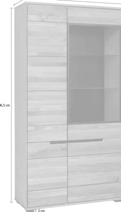 Home affaire Vitrine »Vitrine LOLA B/T/H: 102,5/196,5/40,5cm« Eiche teilmassiv, Türen mit dampfer