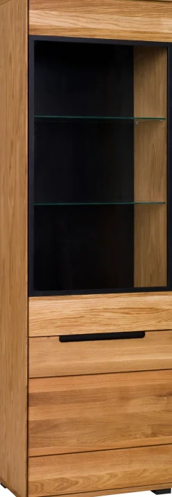 Home affaire Vitrine »Vitrine B/T/H: 62,5/40,5/196,5 cm« Aluglasturen in schwarz, Eiche teilmassiv