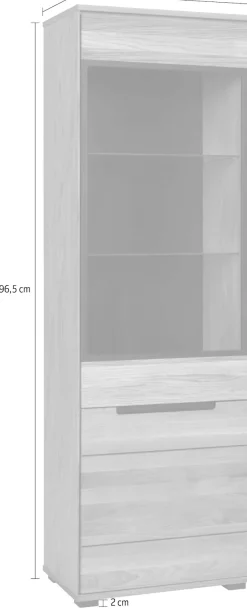 Home affaire Vitrine »Vitrine B/T/H: 62,5/40,5/196,5 cm« Aluglasturen in schwarz, Eiche teilmassiv