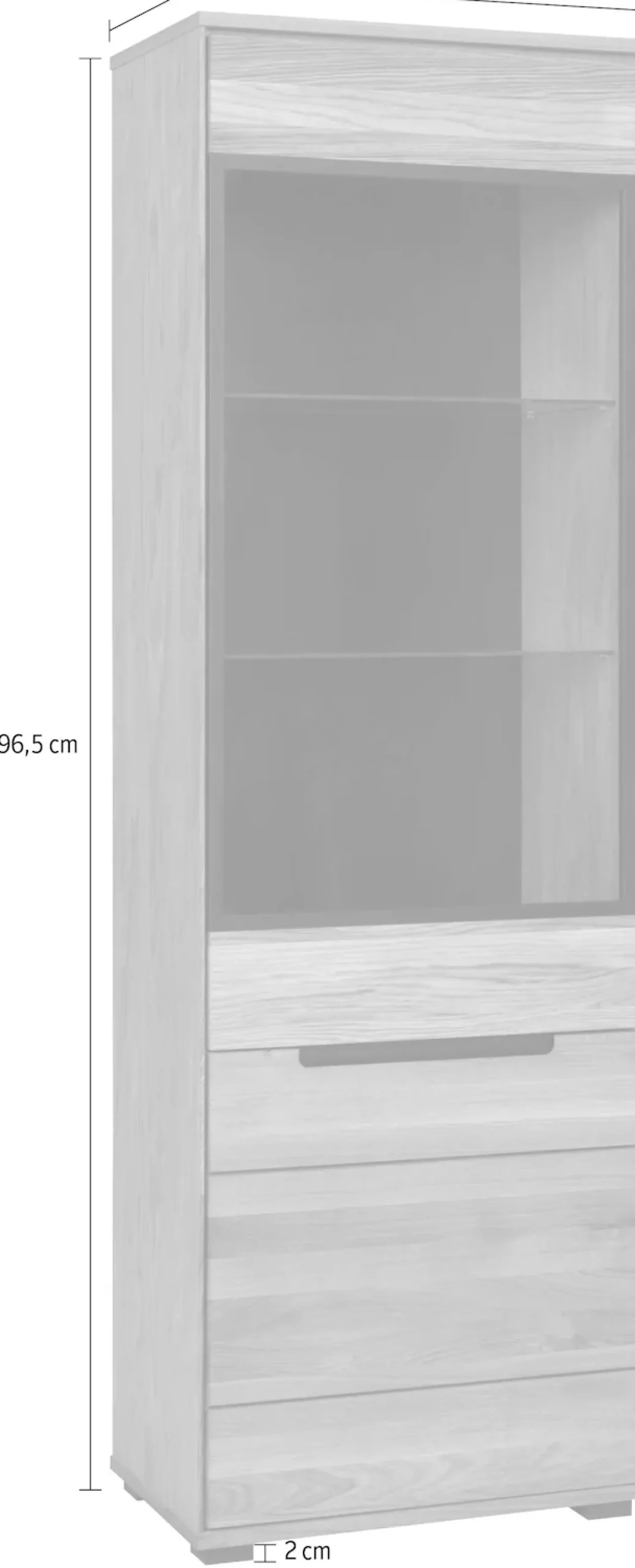 Home affaire Vitrine »Vitrine B/T/H: 62,5/40,5/196,5 cm« Aluglasturen in schwarz, Eiche teilmassiv
