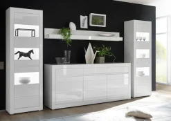 Home affaire Wandboard »Carat, modernes Wandregal, Wandhalter mit Ablagefach, 217 cm breit« vielseitig einsetzbares Hängeregal, in Weiß Hochglanz