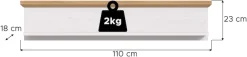 Home affaire Wandboard »Cosenza, Breite 110 cm, Wandboard« 1 Stk. tlg. Wandboad 110 cm, Wohnzimmer, Esszimmer, Wandregal