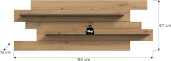 Home affaire Wandboard »REHAT, Breite 180 cm, inkl. 2 Ablageböden« 1 Stk. tlg. Wandregal, Wandpaneel, Regal, Paneel, Ablageboard
