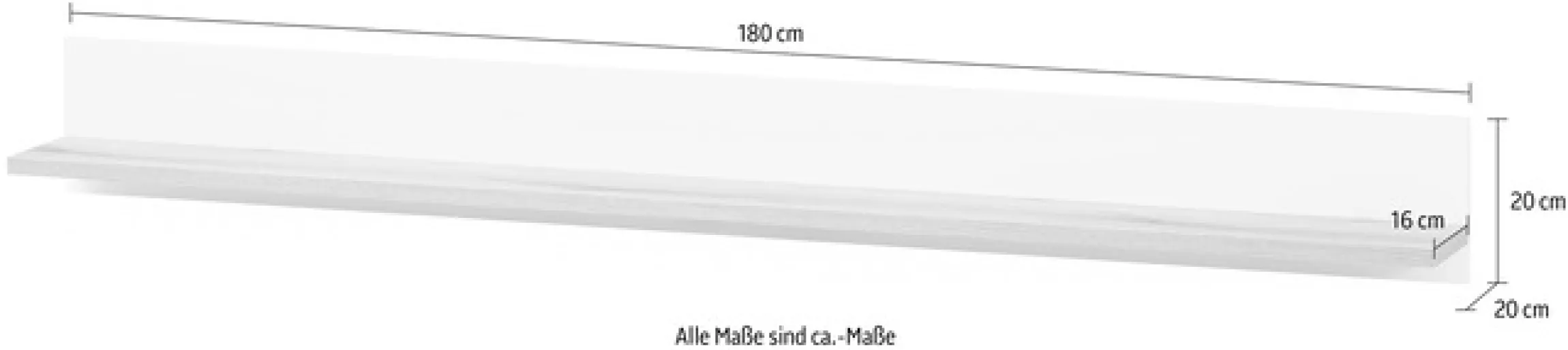 Home affaire Wandboard »Salerno, modernes Wandregal, Wandhalter mit Ablagefläch, 180 cm breit« vielseitig einsetzbares Hängeregal, Weiß mit Eiche Evoke Dekor