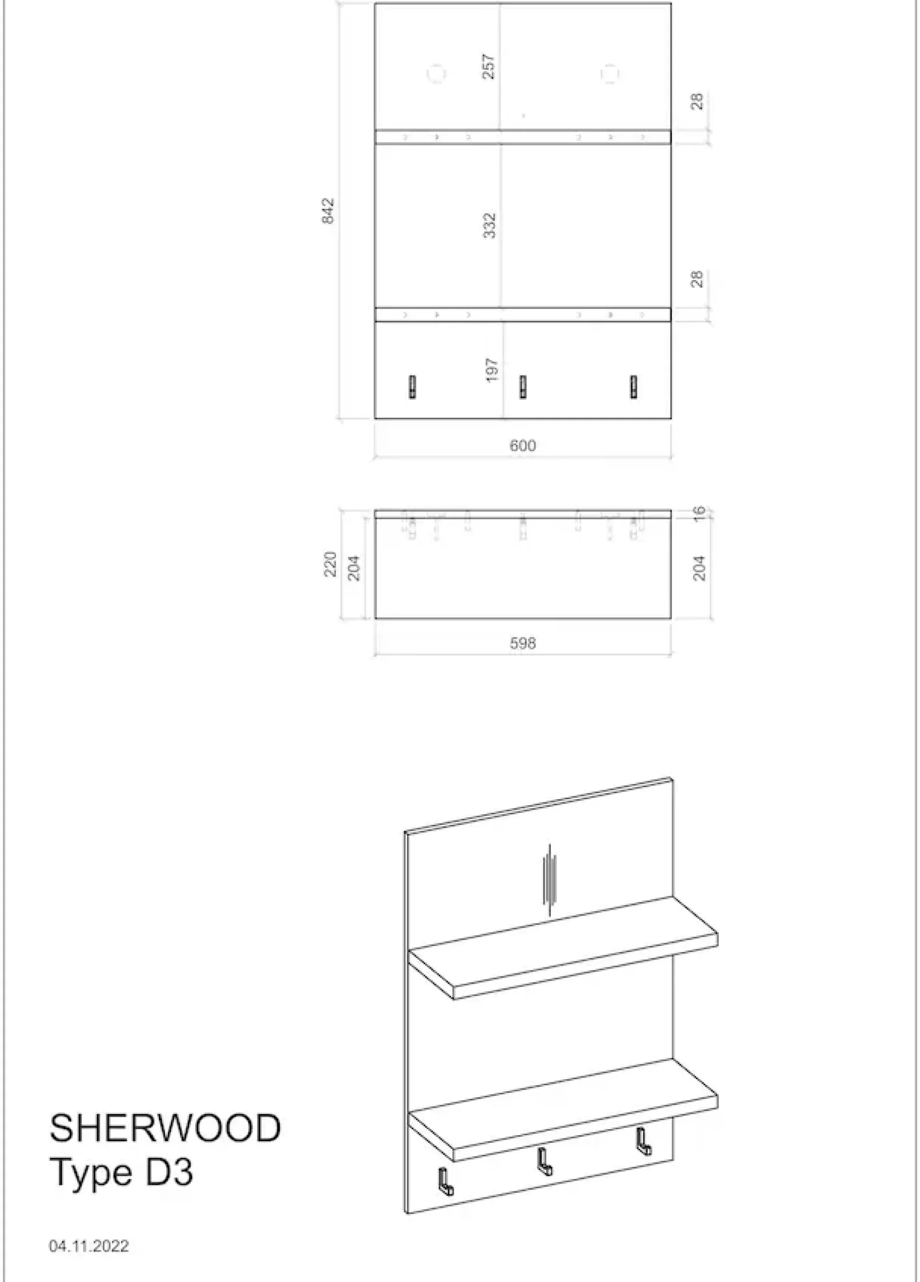 Home affaire Wandregal »Sherwood« Breite 60 cm, in modernem Holz Dekor, 28 mm starke Ablageböden