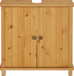 Home affaire Waschbeckenunterschrank »Vili« Breite 60 cm, Badezimmerschrank aus Massivholz,Metallgriffe