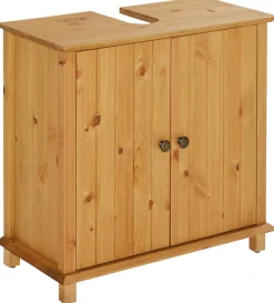 Home affaire Waschbeckenunterschrank »Vili« Breite 60 cm, Badezimmerschrank aus Massivholz,Metallgriffe
