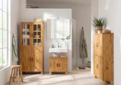 Home affaire Waschbeckenunterschrank »Rodby« FSC®-zertifiziertes Massivholz, Griffe Metall, Breite 60cm, Höhe 55cm