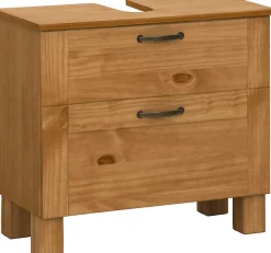 Home affaire Waschbeckenunterschrank »Rodby« FSC®-zertifiziertes Massivholz, Griffe Metall, Breite 60cm, Höhe 55cm