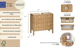 Home affaire Waschbeckenunterschrank »Tina« Badmöbel,Schrank, Breite 57 cm, Massivholz