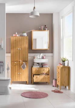 Home affaire Waschbeckenunterschrank »Tina« Badmöbel,Schrank, Breite 57 cm, Massivholz