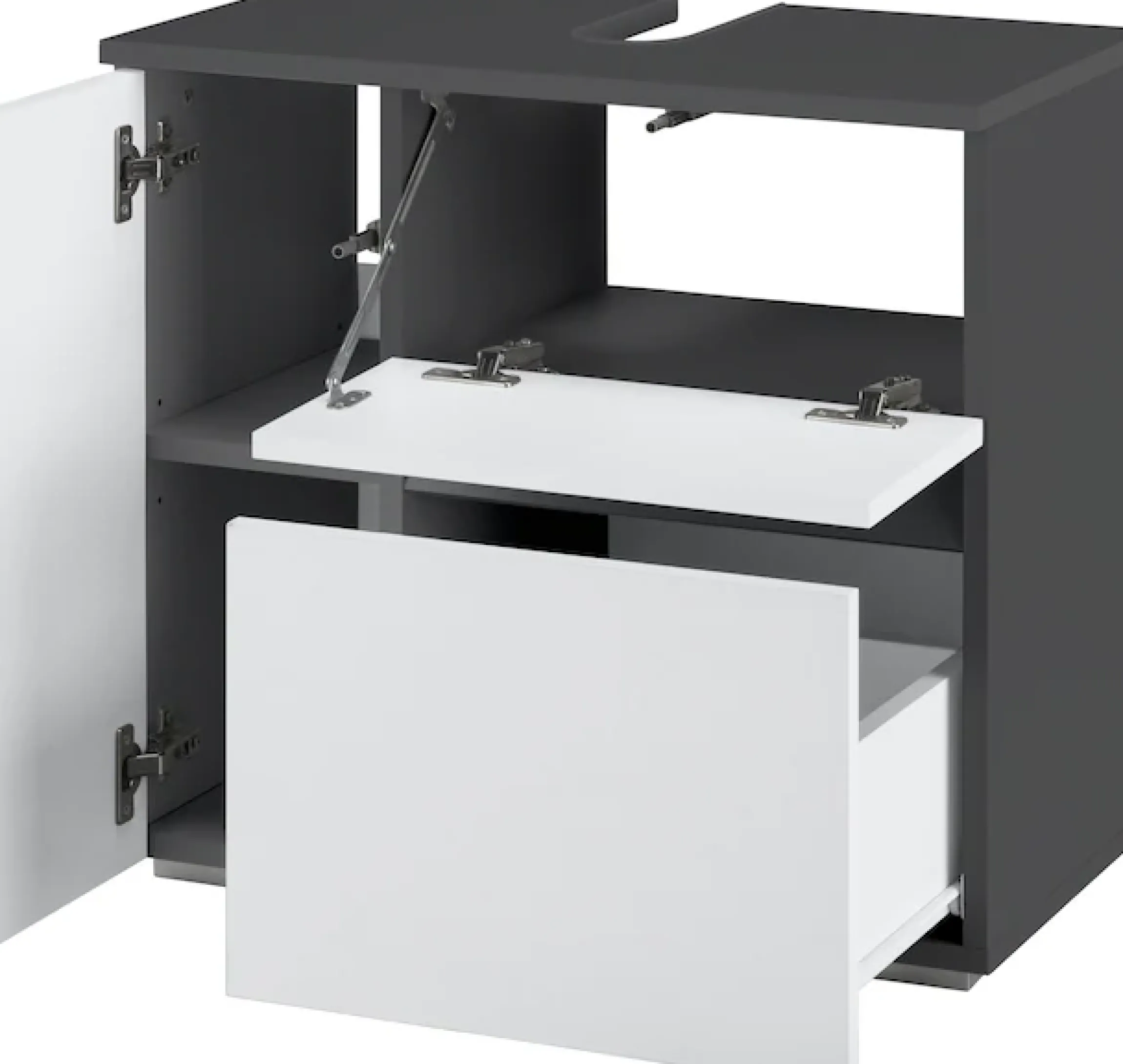 Home affaire Waschbeckenunterschrank »Wisla« Siphonausschnitt, Push-to-open-Funktion, Breite 60cm, Höhe 55 cm