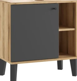 Home affaire Waschbeckenunterschrank »Oslo, Waschtisch mit Knopfgriff, Badschrank im skandinavischen Design« in der Türfarbe Weiß oder Grau verfügbar, ausreichend Stauraum