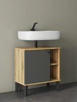 Home affaire Waschbeckenunterschrank »Oslo, Waschtisch mit Knopfgriff, Badschrank im skandinavischen Design« in der Türfarbe Weiß oder Grau verfügbar, ausreichend Stauraum