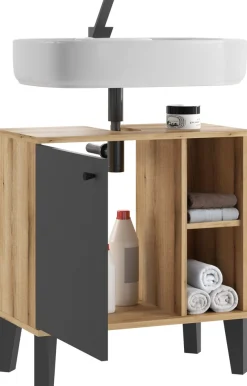 Home affaire Waschbeckenunterschrank »Oslo, Waschtisch mit Knopfgriff, Badschrank im skandinavischen Design« in der Türfarbe Weiß oder Grau verfügbar, ausreichend Stauraum