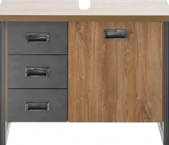 Home affaire Waschbeckenunterschrank »Detroit, Waschtisch mit Apothekergriff, Badschrank im Industrialdesign« Eiche Dekor, mit Schubladen & Stauraum, Breite 81 cm