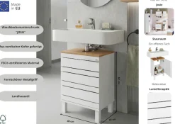 Home affaire Waschbeckenunterschrank »JOSIE« Breite 40 cm, aus Massivholz, Metallgriff, 1 Tür
