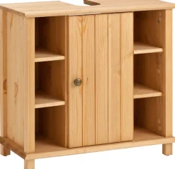 Home affaire Waschbeckenunterschrank »Vili« Badezimmerschrank im Landhaus-Look, mit 6 Fächern, aus Massivholz