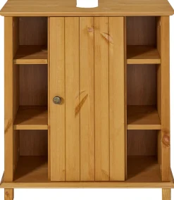 Home affaire Waschbeckenunterschrank »Vili« Badezimmerschrank im Landhaus-Look, mit 6 Fächern, aus Massivholz