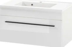 Home affaire Waschtisch »Cantara, Waschtisch inkl. Waschbecken, modernes Design« mit schwarzen Griffen, ausreichend Stauraum