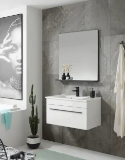 Home affaire Waschtisch »Cantara, Waschtisch inkl. Waschbecken, modernes Design« mit schwarzen Griffen, ausreichend Stauraum