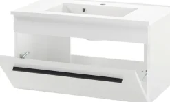 Home affaire Waschtisch »Cantara, Waschtisch inkl. Waschbecken, modernes Design« mit schwarzen Griffen, ausreichend Stauraum