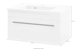 Home affaire Waschtisch »Cantara, Waschtisch inkl. Waschbecken, modernes Design« mit schwarzen Griffen, ausreichend Stauraum