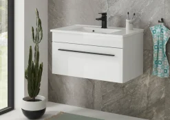 Home affaire Waschtisch »Cantara, Waschtisch inkl. Waschbecken, modernes Design« mit schwarzen Griffen, ausreichend Stauraum