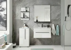 Home affaire Waschtisch »Cantara, Waschtisch inkl. Waschbecken, modernes Design« mit schwarzen Griffen, ausreichend Stauraum