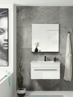 Home affaire Waschtisch »Cantara, Waschtisch inkl. Waschbecken, modernes Design« mit schwarzen Griffen, ausreichend Stauraum