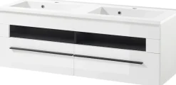 Home affaire Waschtisch »Cantara, Waschtisch inkl. Waschbecken, modernes Design« mit schwarzen Griffen, ausreichend Stauraum