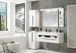Home affaire Waschtisch »Cantara, Waschtisch inkl. Waschbecken, modernes Design« mit schwarzen Griffen, ausreichend Stauraum