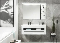 Home affaire Waschtisch »Cantara, Waschtisch inkl. Waschbecken, modernes Design« mit schwarzen Griffen, ausreichend Stauraum
