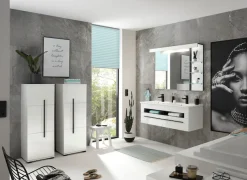 Home affaire Waschtisch »Cantara, Waschtisch inkl. Waschbecken, modernes Design« mit schwarzen Griffen, ausreichend Stauraum