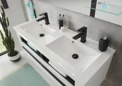 Home affaire Waschtisch »Cantara, Waschtisch inkl. Waschbecken, modernes Design« mit schwarzen Griffen, ausreichend Stauraum