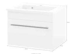Home affaire Waschtisch »Cantara, Waschtisch inkl. Waschbecken, modernes Design« mit schwarzem Griff, ausreichend Stauraum
