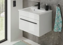 Home affaire Waschtisch »Cantara, Waschtisch inkl. Waschbecken, modernes Design« mit schwarzem Griff, ausreichend Stauraum