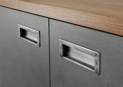 Home affaire Waschtisch »Detroit, Unterschrank mit Apothekergriff, Badschrank, Industrialdesign« Eiche Dekor, mit Stauraum, inkl. Mineralguss-Waschbecken, Breite 91 cm