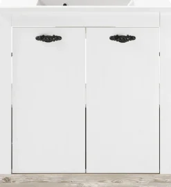 Home affaire Waschtisch »Florenz, Waschbeckenunterschrank inkl. Waschbecken, Metallgriffe« in Pinie Weiß, stehend, Breite 82 cm, inkl. Mineralgussbecken