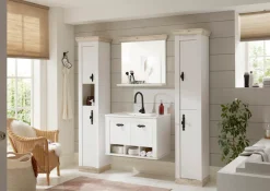 Home affaire Waschtisch »Florenz, Waschbeckenunterschrank inkl. Waschbecken, Metallgriffe« in Pinie Weiß, hängend, Breite 82 cm, inkl. Mineralgussbecken