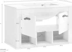 Home affaire Waschtisch »Florenz, Waschbeckenunterschrank inkl. Waschbecken, Metallgriffe« in Pinie Weiß, hängend, Breite 82 cm, inkl. Mineralgussbecken